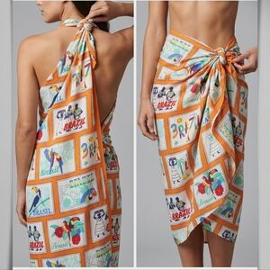 NWT Rosa Chá by Amir Slama Brazilian Pareo Sarong / Large Scarf - Orange/Multi
